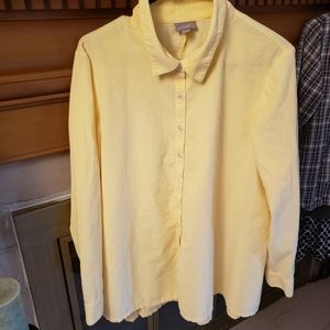 Womens large 100% cotton, light yellow J.Jill L/S shirt